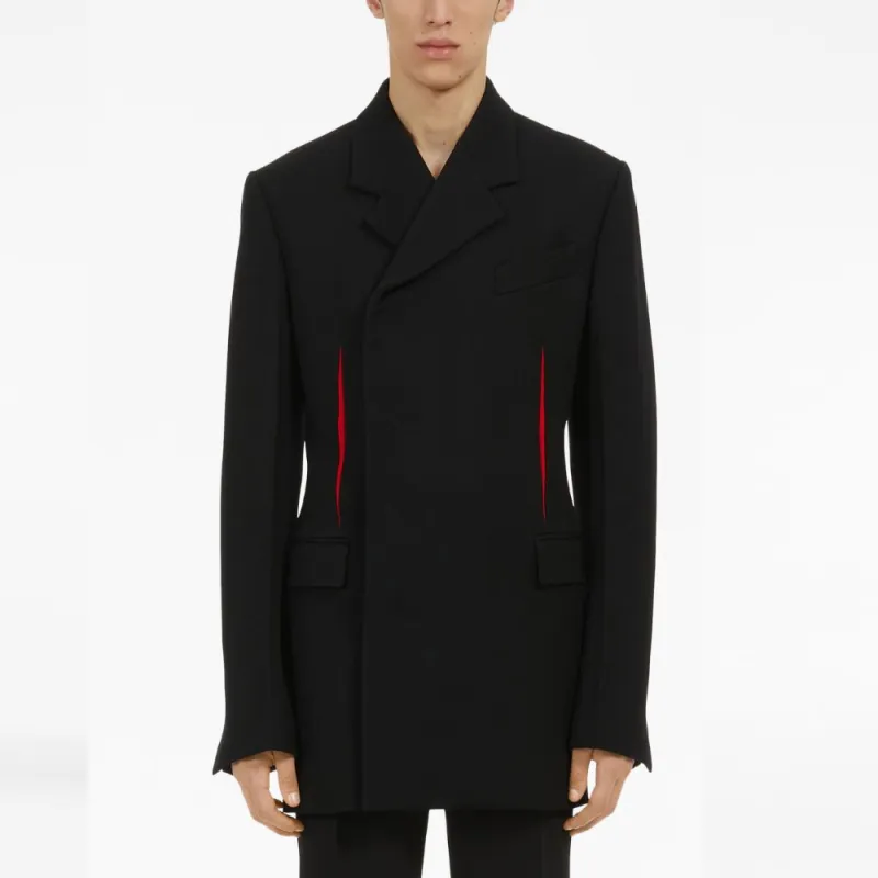 Ferragamo Contrasting-panels Double-breasted Coat-3