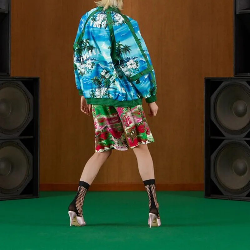 GUCCI Painterly print Silk Shorts-2