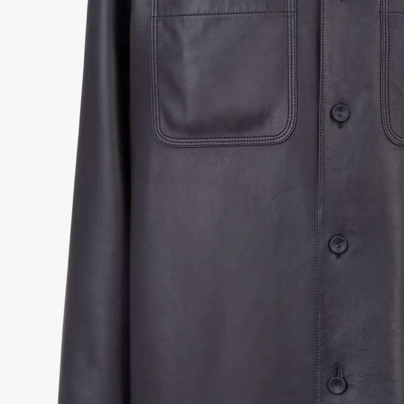 FENDI Leather Jacket Men's Blue-4