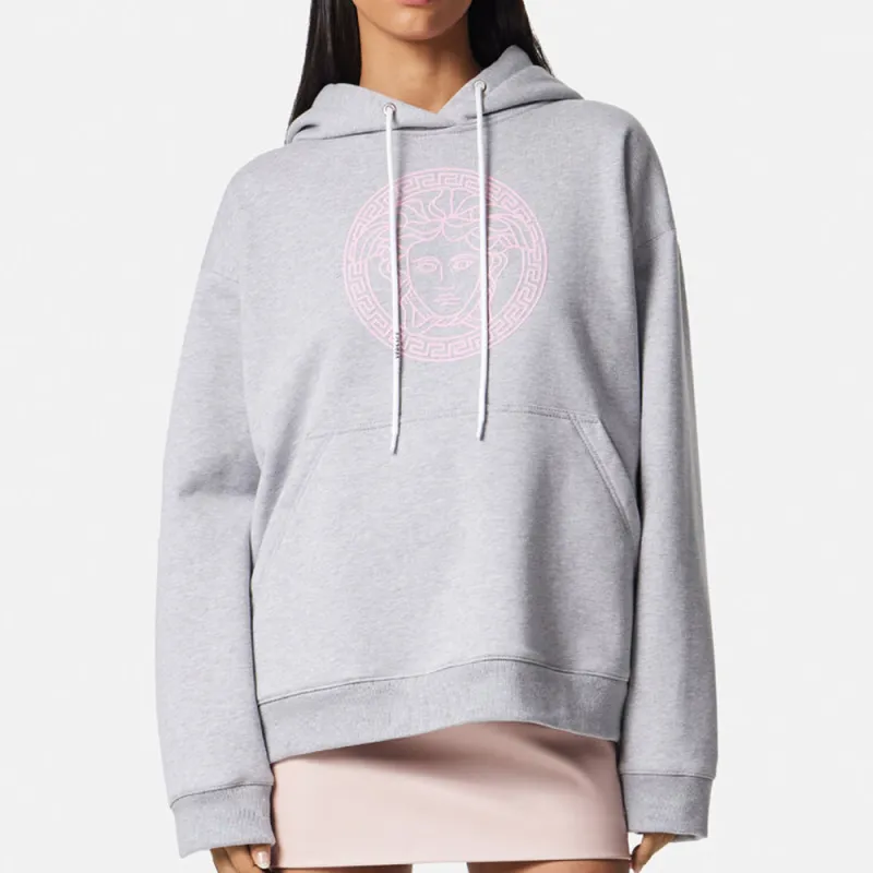 VERSACE Medusa Motif Drawstring Hoodie-1