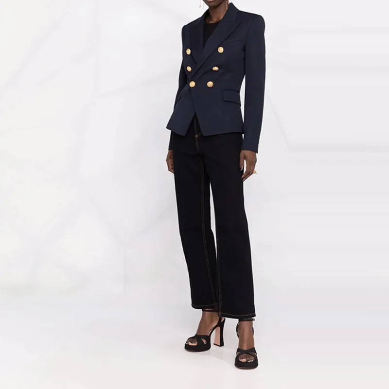 BALMAIN 6 Lion Button Wool Jacket 'Navy'-1