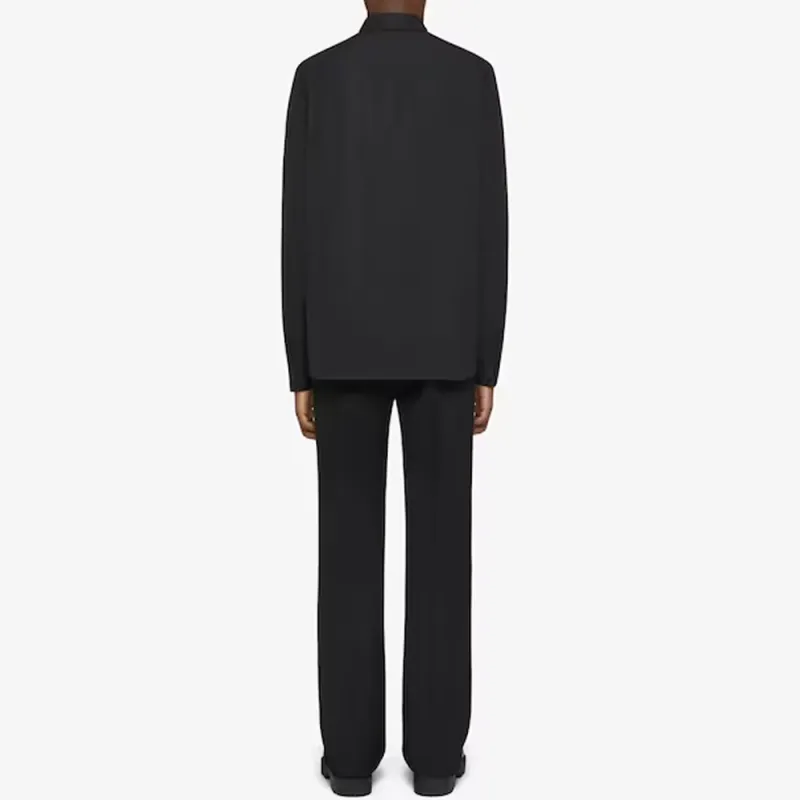 Givenchy Logo Engraved Metal Clip Long Sleeved Shirt-3