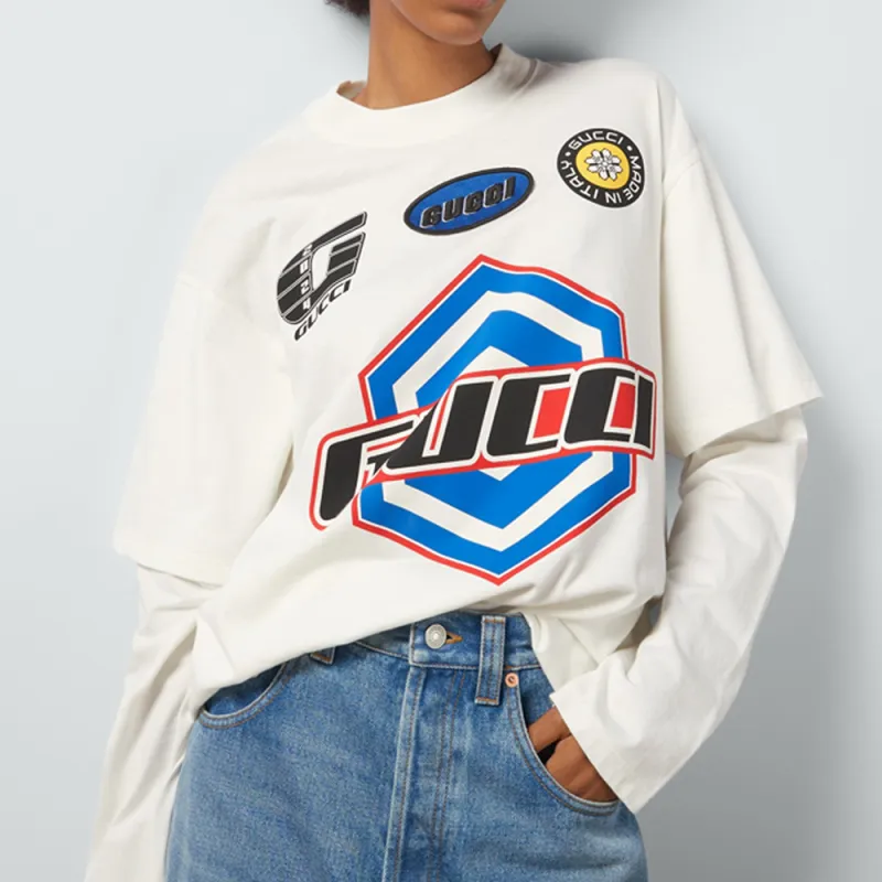 GUCCI Cotton Jersey T Shirt Off White-3