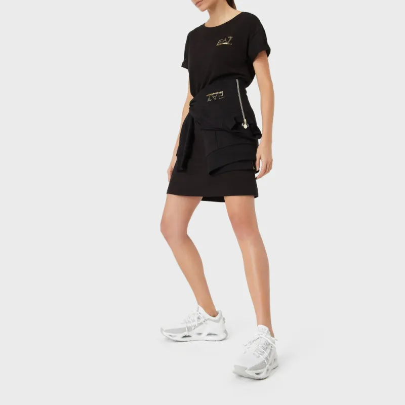 EMPORIO ARMANI EA7 Short Sleeved Dresses Women's Black-3