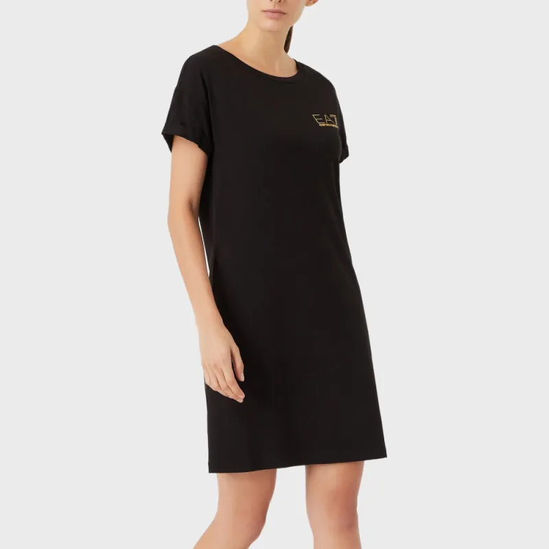 EMPORIO ARMANI EA7 Short Sleeved Dresses Women's Black-2