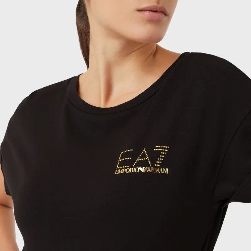 EMPORIO ARMANI EA7 Short Sleeved Dresses Women's Black-5