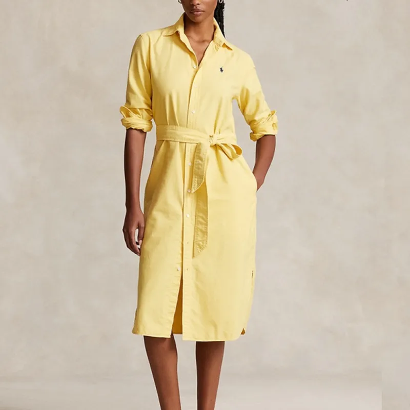 Polo Ralph Lauren SS24 Long Sleeved Dress Women's Yellow-1