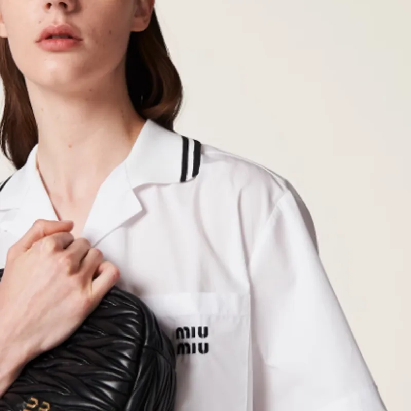 MIU MIU Logo print Poplin Minidress-4