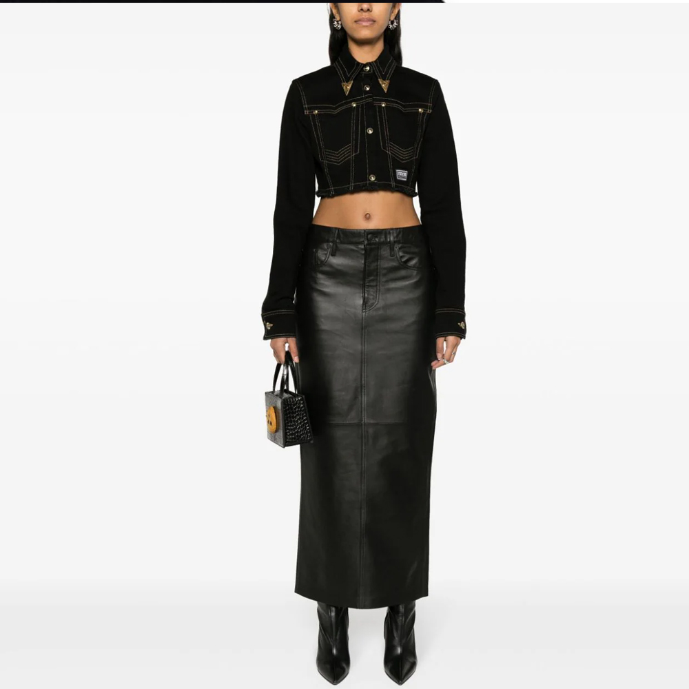 VERSACE JEANS COUTURE Denim Jackets Women's Black - POIZON