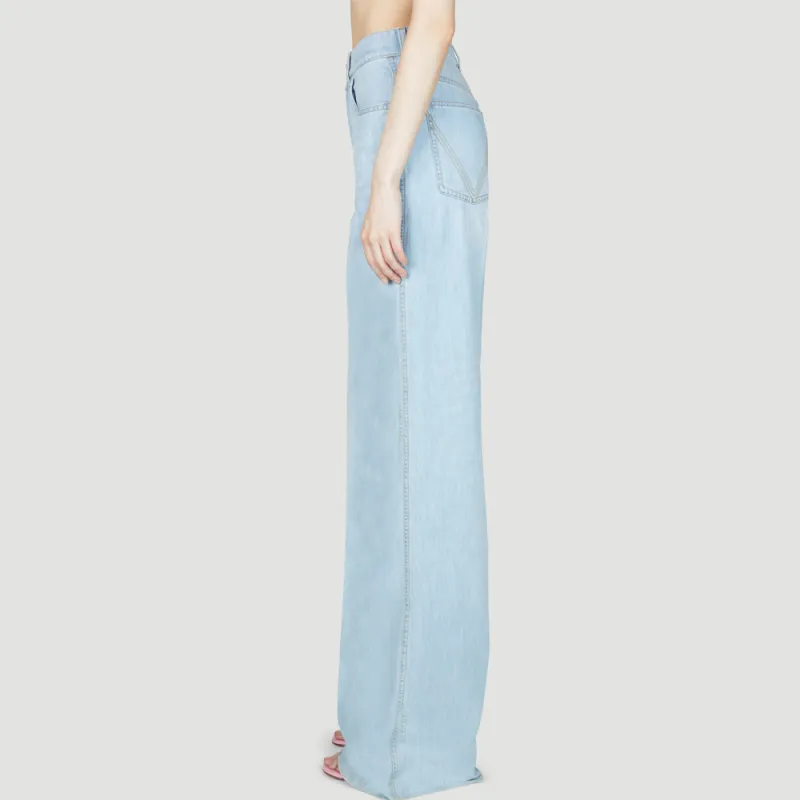 Bottega Veneta Logo Patch Wide Leg Jeans-3