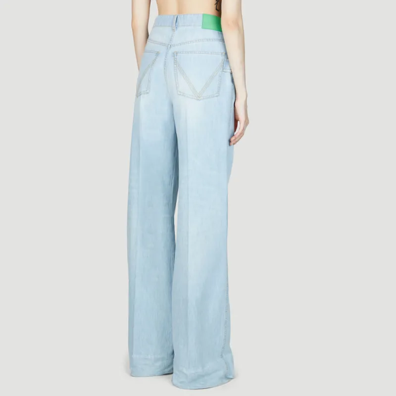 Bottega Veneta Logo Patch Wide Leg Jeans-2