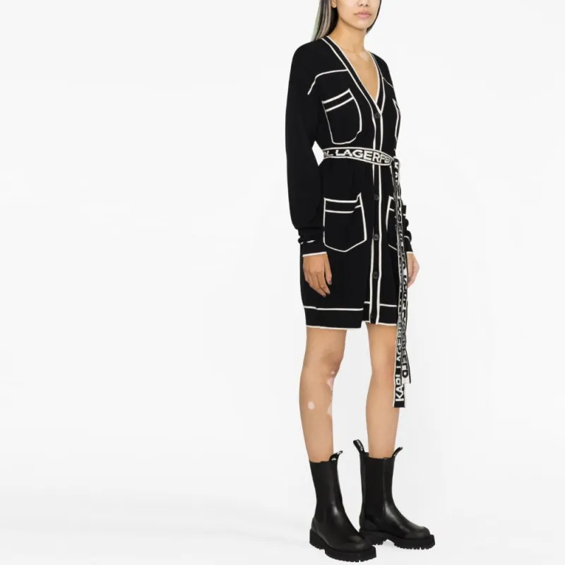KARL LAGERFELD / Karl Lagerfeld Jeans Logo print Belted Cardigan-5
