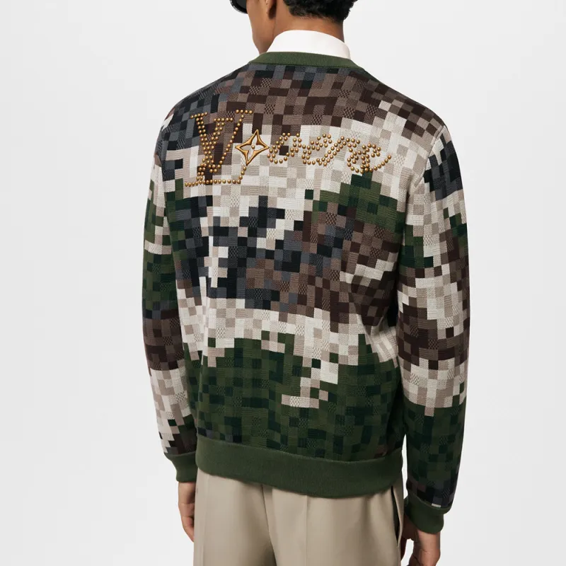 LOUIS VUITTON Damier Damoflage Cotton Jacquard Pullover-4