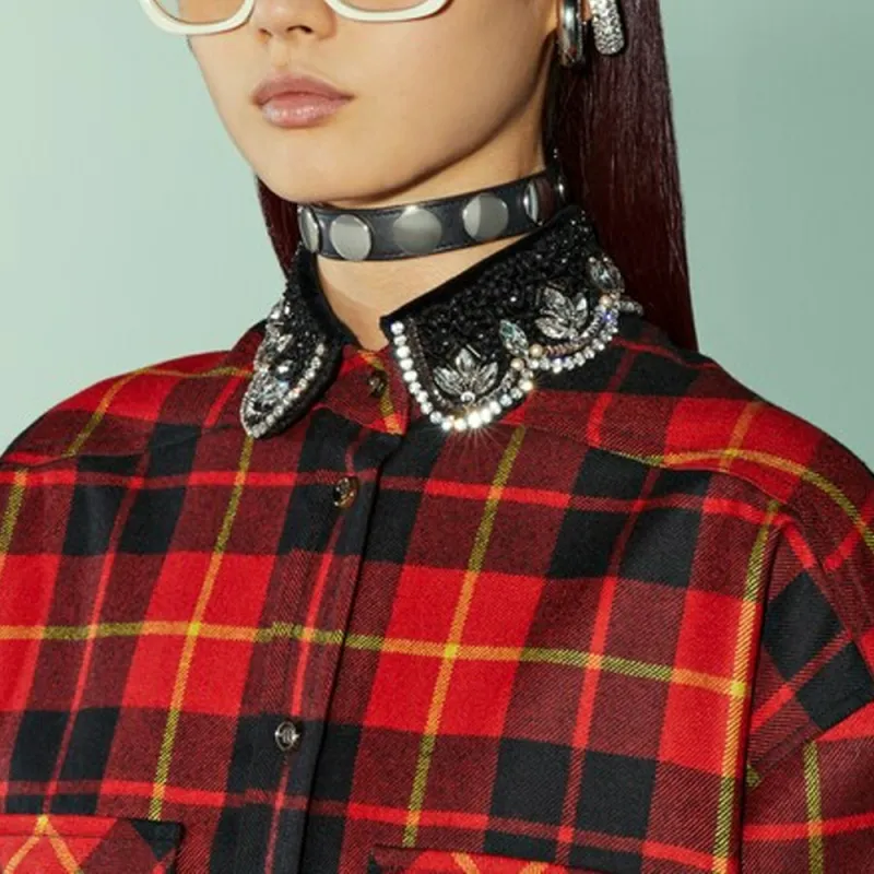 GUCCI Tartan check Wool Shirt-5