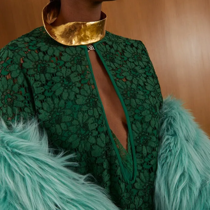 GUCCI SS22 Long Sleeved Dresses Women's Green-4