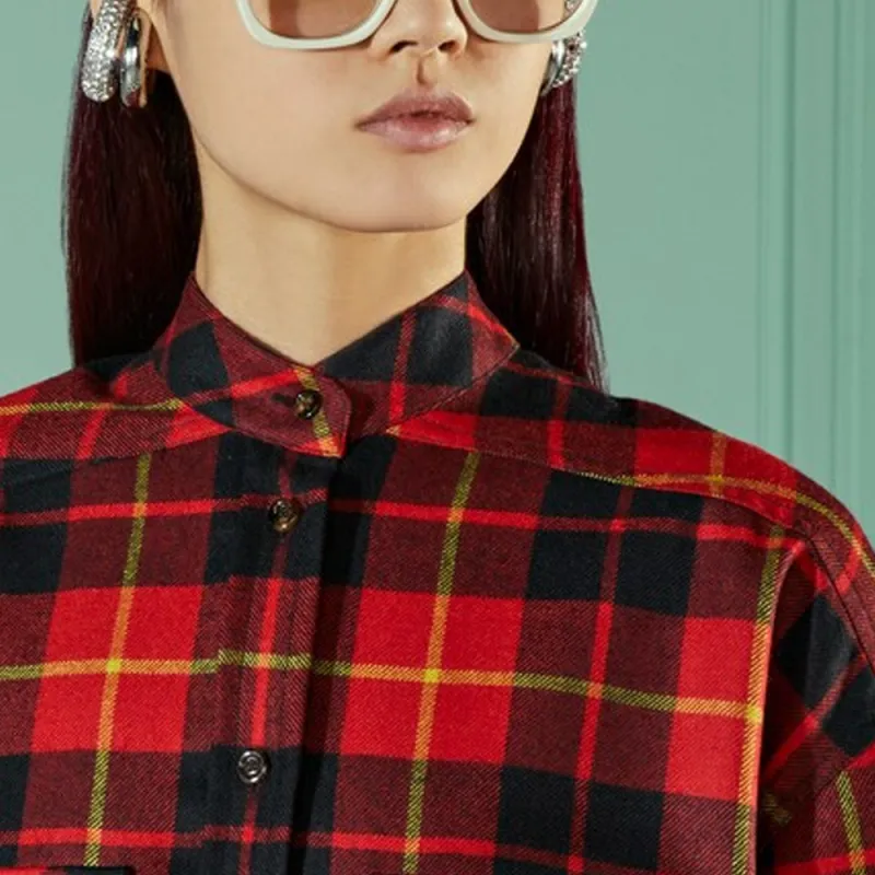 GUCCI Tartan check Wool Shirt-6