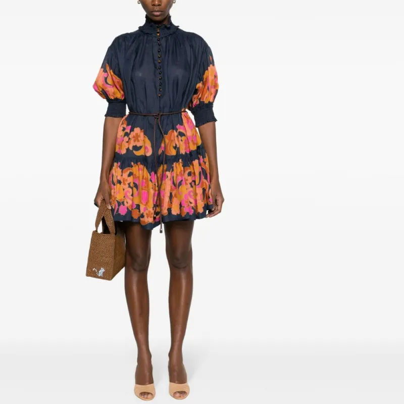 Zimmermann SS24 Short Sleeved Dress Women's Marine Blue-1