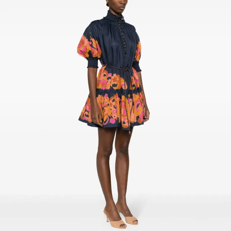 Zimmermann SS24 Short Sleeved Dress Women's Marine Blue-3