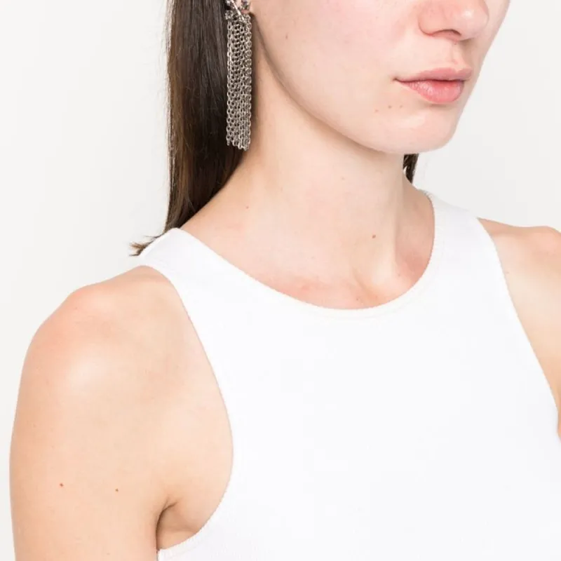 Blumarine Logo brooch Fine ribbed Tank Top-4