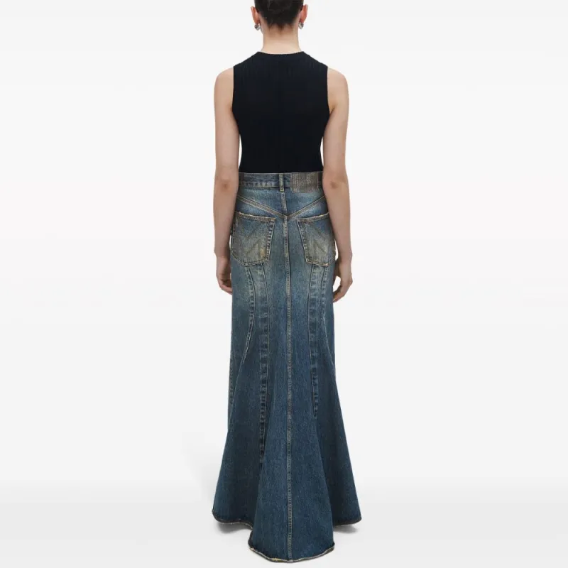 MARC JACOBS Fluted Denim Maxi Skirt-3