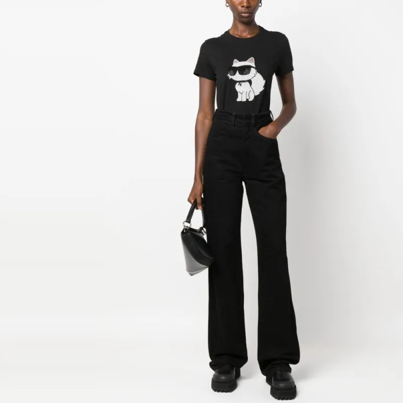 KARL LAGERFELD / Karl Lagerfeld Jeans Ikonik 2.0 Choupette Embellished Crewneck T-Shirt-8