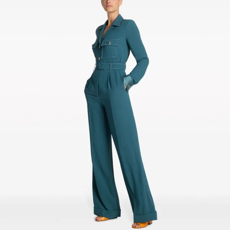 St. John Belted Crepe Jumpsuit-3