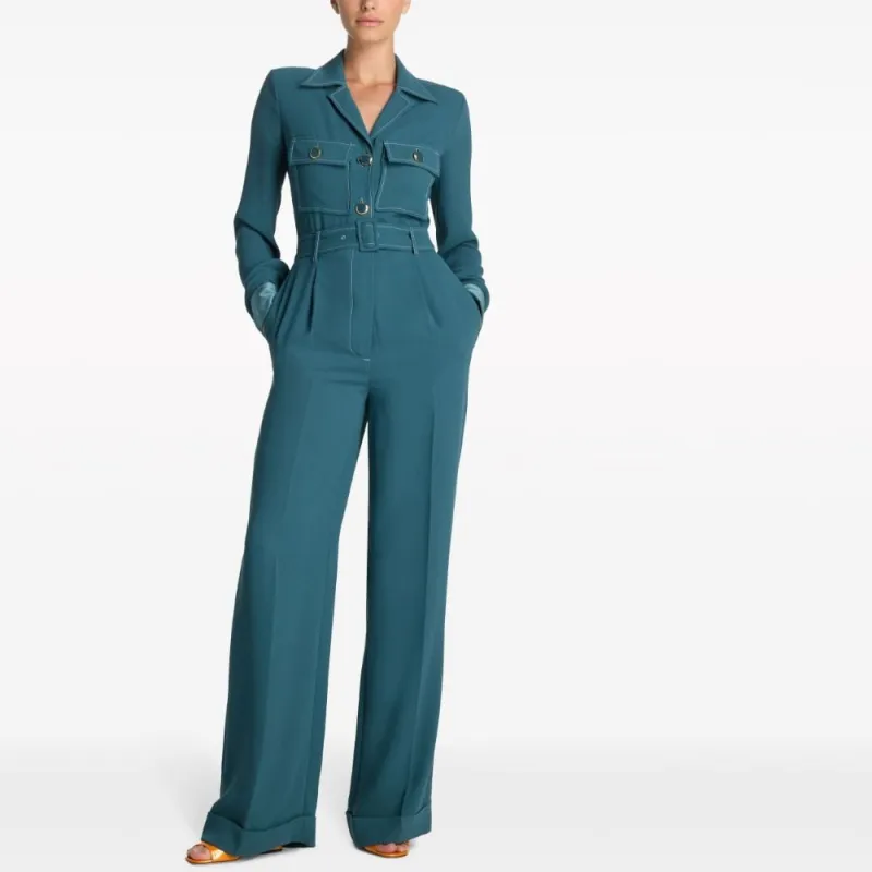 St. John Belted Crepe Jumpsuit-1