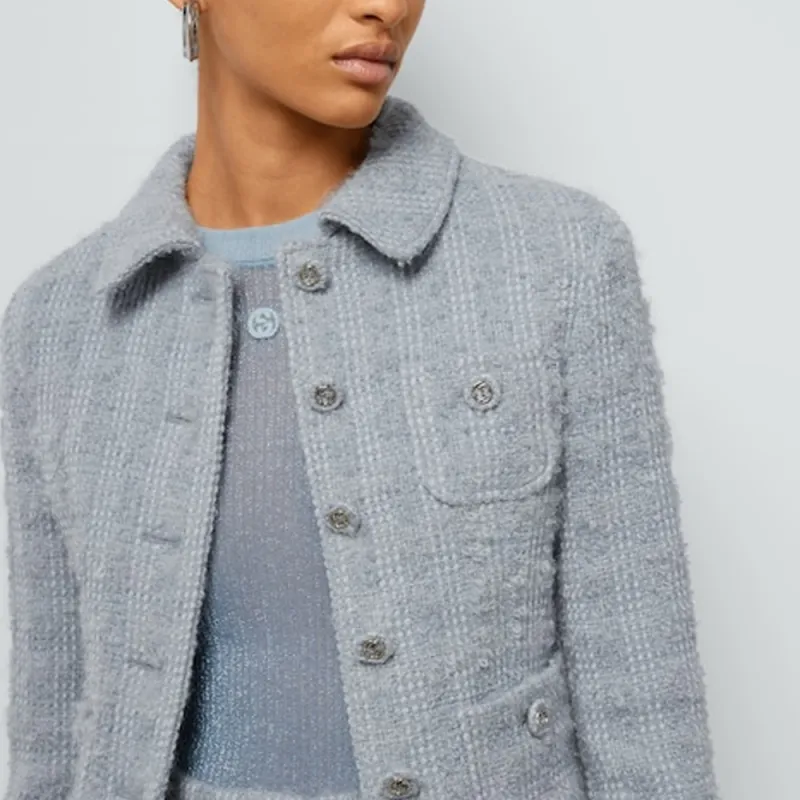 GUCCI Tweed Button Up Blazer-4
