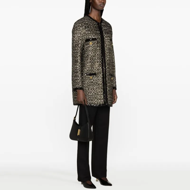 Giambattista Vall Metallic thread Tweed Midi Coat-3