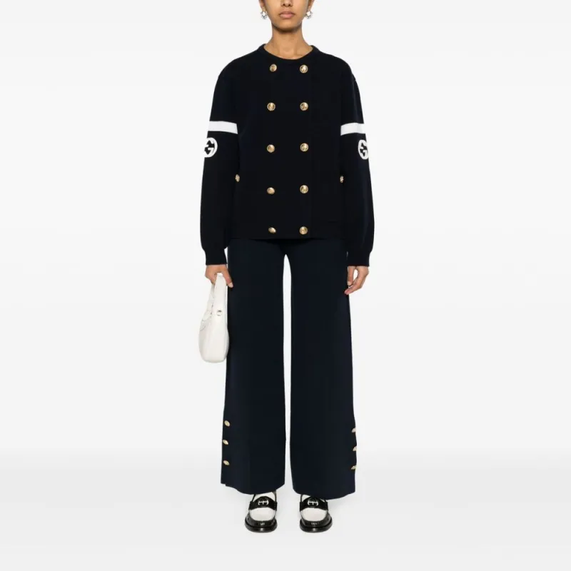 GUCCI Logo Embroidered Button-Up Cardigan-1