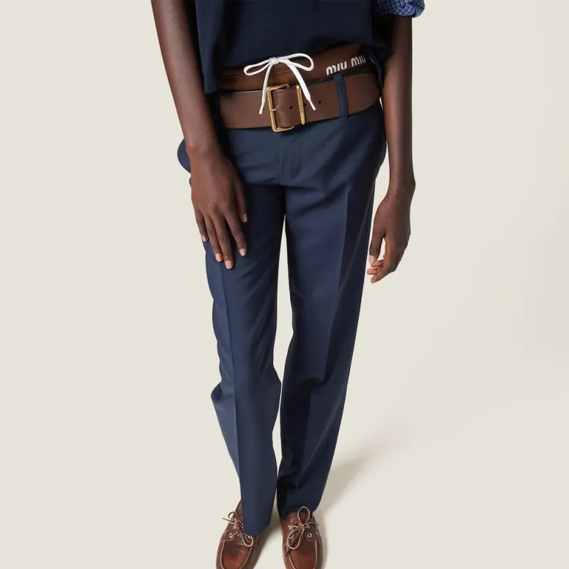MIU MIU SS24 Casual Pants Women's Marine Blue-3