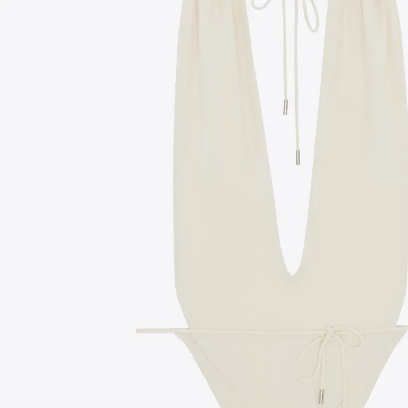 SAINT LAURENT Backless V Halter Swimsuit-3