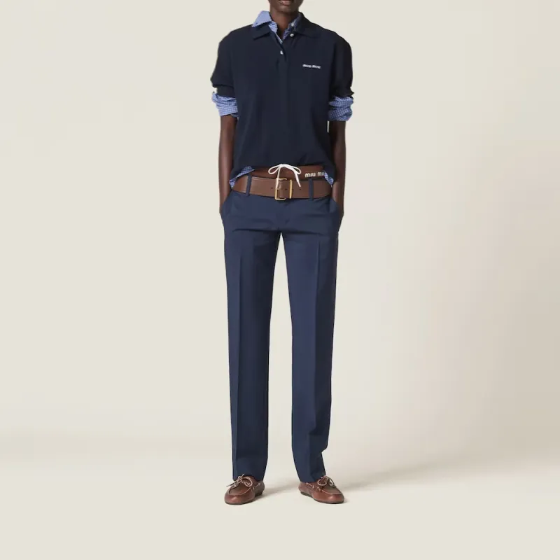 MIU MIU SS24 Casual Pants Women's Marine Blue-1