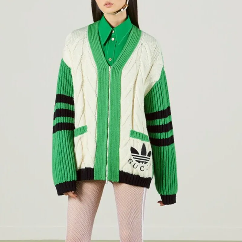 Adidas X GUCCI Cashmere Sweaters Women's Green-2
