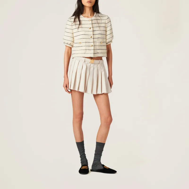 MIU MIU Pleated Wool Miniskirt-1