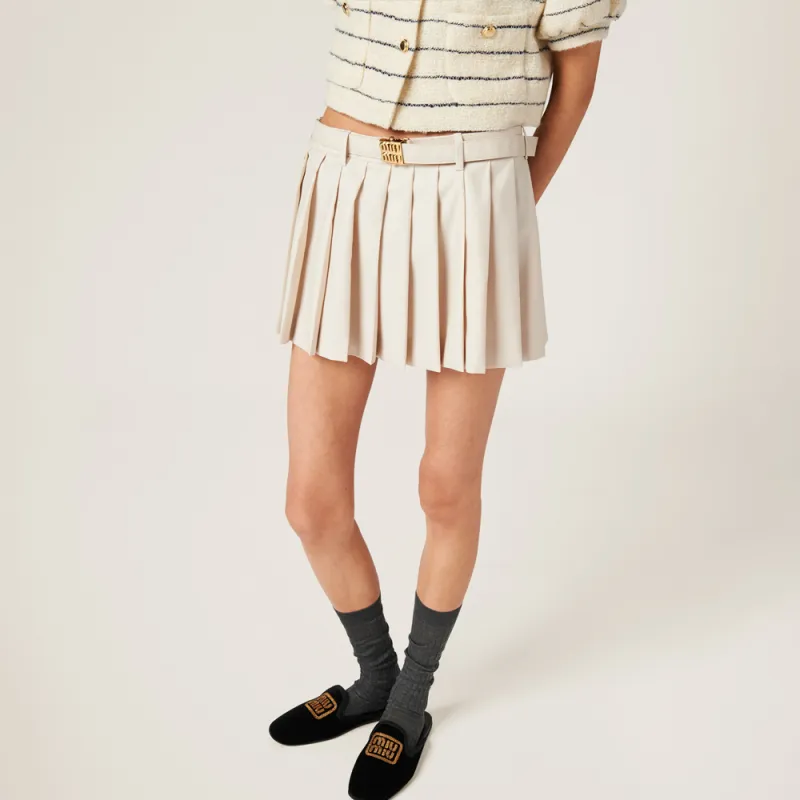 MIU MIU Pleated Wool Miniskirt-4