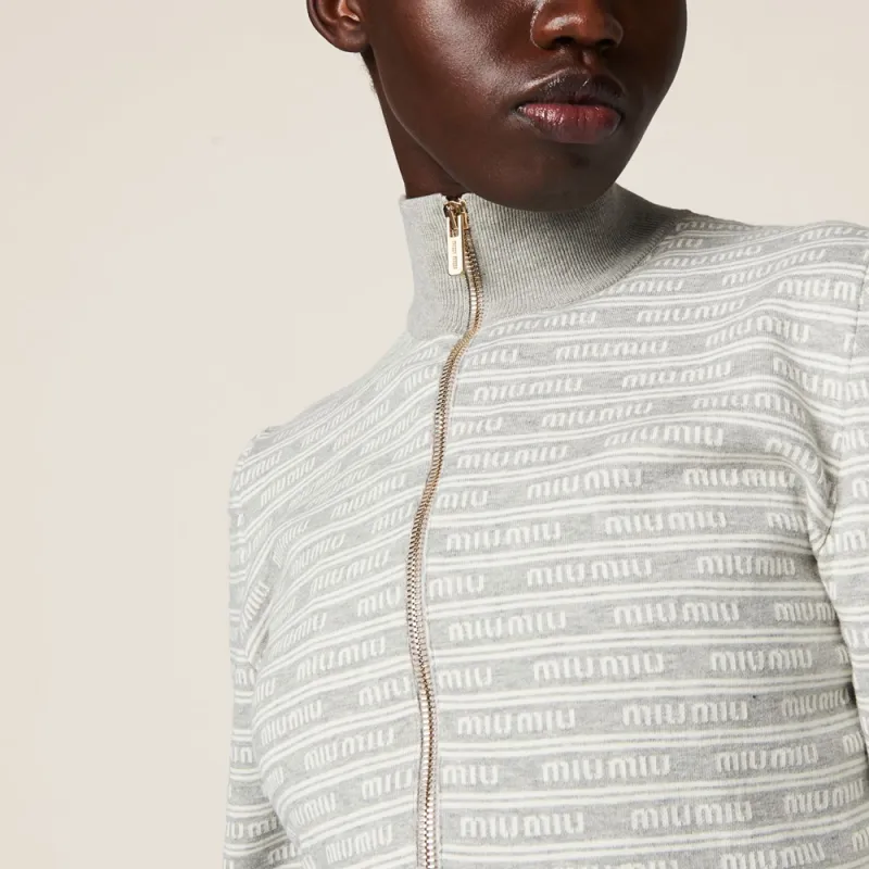 MIU MIU Zip Up Cropped Cardigan-3