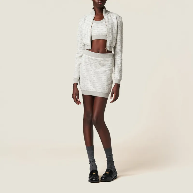 MIU MIU Zip Up Cropped Cardigan-1