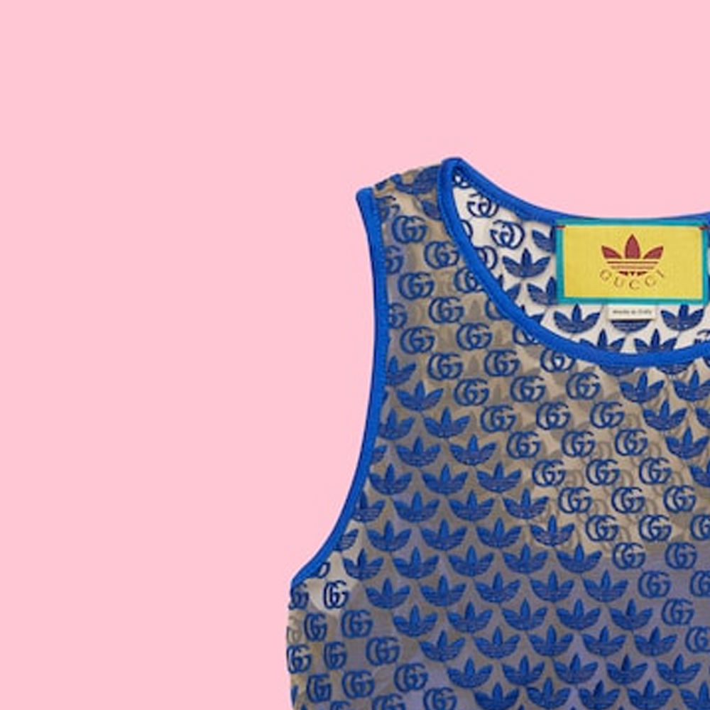 GUCCI◆xadidas/GG Tulle Top/L/ナイロン/BLU/総柄/693448 XJECA 4697 GUCCI X Adidas Gg Tulle Top Blue - POIZON