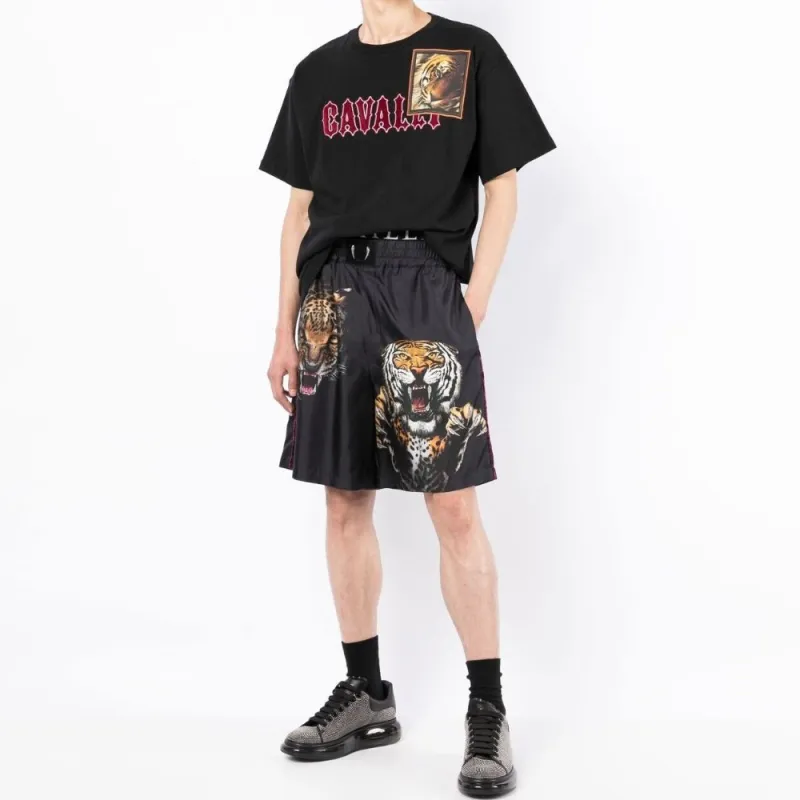 Roberto Cavalli Tiger Patch Logo lettering T shirt-1