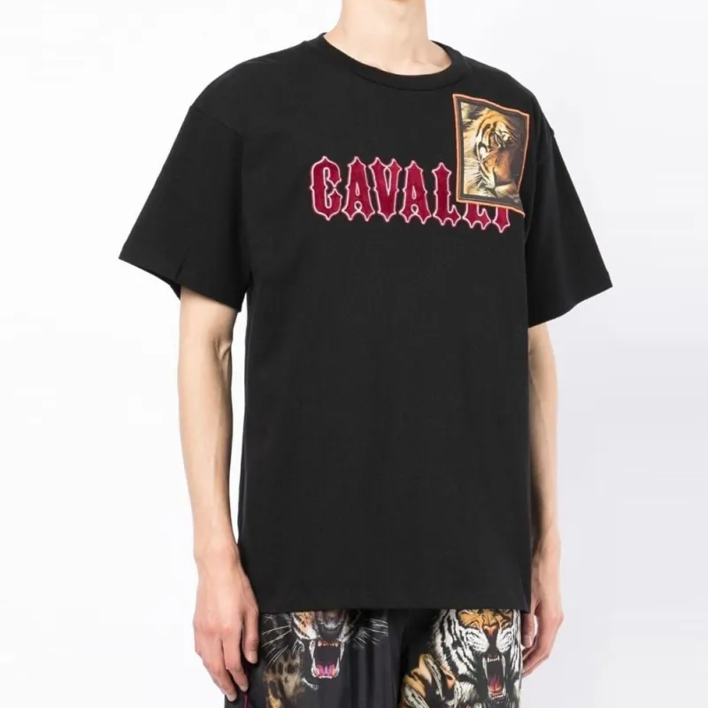 Roberto Cavalli Tiger Patch Logo lettering T shirt-3
