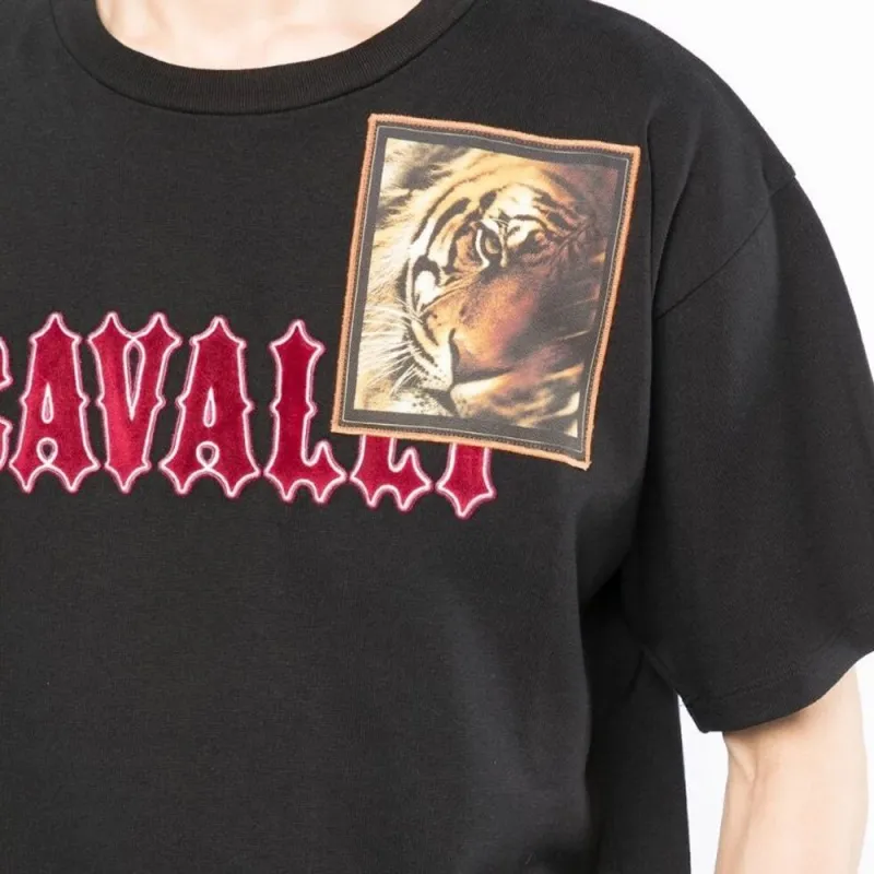 Roberto Cavalli Tiger Patch Logo lettering T shirt-4