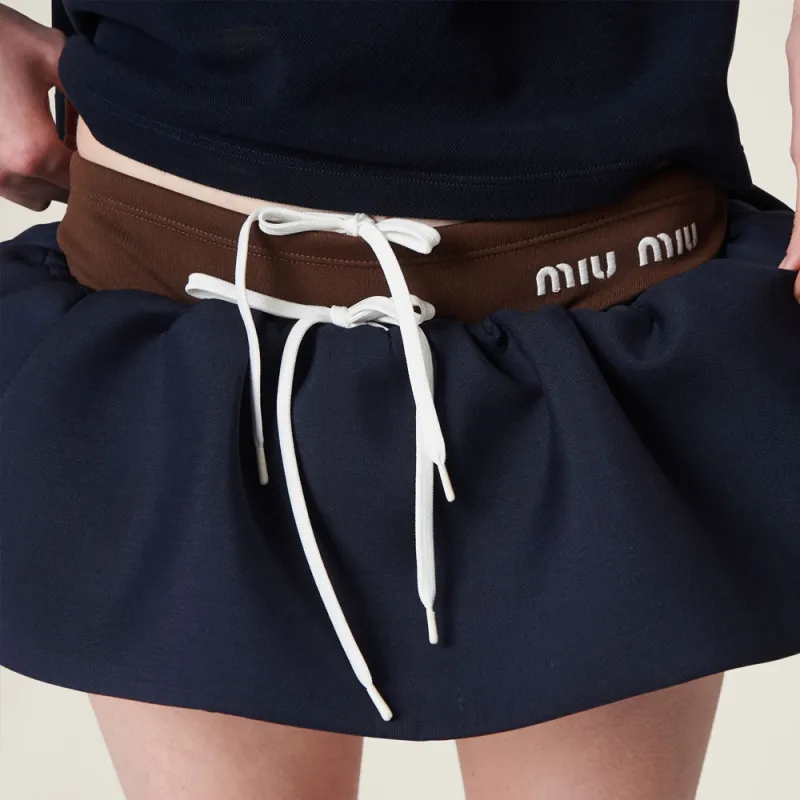MIU MIU Logo appliqué Wool Miniskirt-3