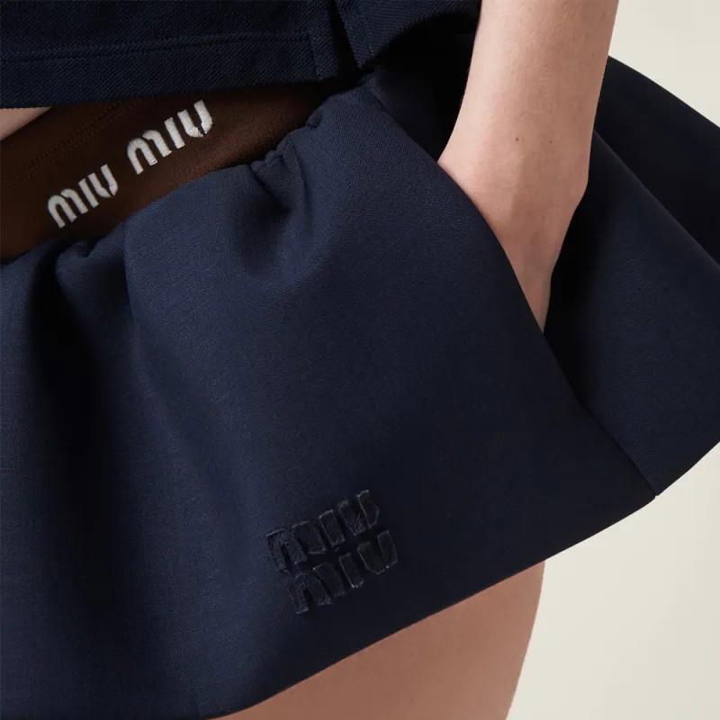 MIU MIU Logo appliqué Wool Miniskirt-4