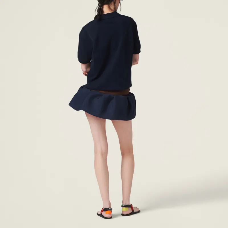 MIU MIU Logo appliqué Wool Miniskirt-2