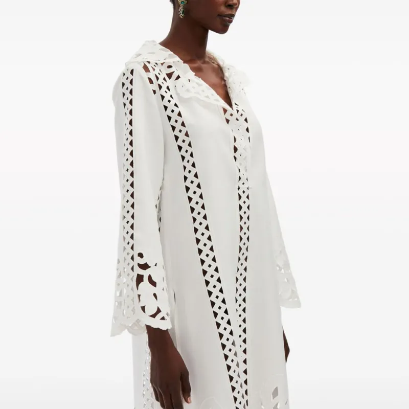 OSCAR DE LA RENTA Floral Guipure-lace Tunic Midi Dress-4