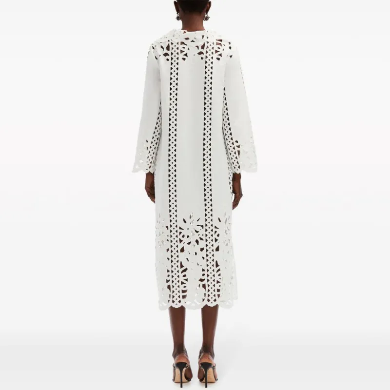 OSCAR DE LA RENTA Floral Guipure-lace Tunic Midi Dress-2