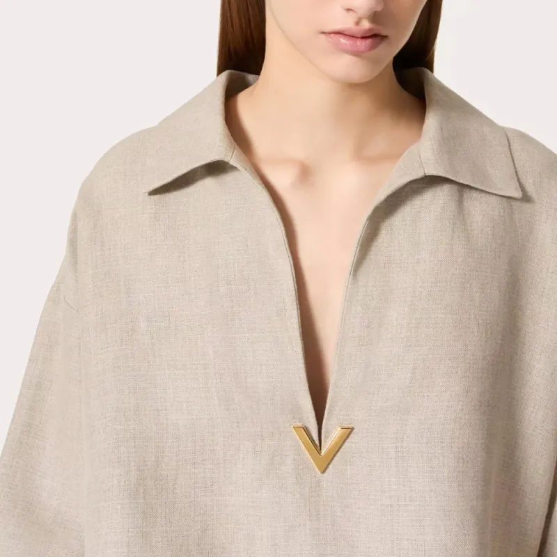 Valentino Logo Plaque V-Neck Blouse-4