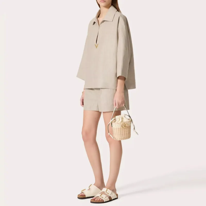 Valentino Logo Plaque V-Neck Blouse-3
