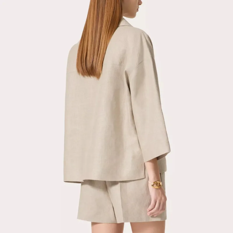 Valentino Logo Plaque V-Neck Blouse-2